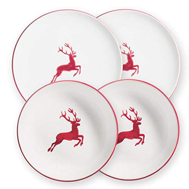 GMUNDNER KERAMIK Dinner for two Classic tableware set burgundy red deer tableware, handmade in Austria on sale
